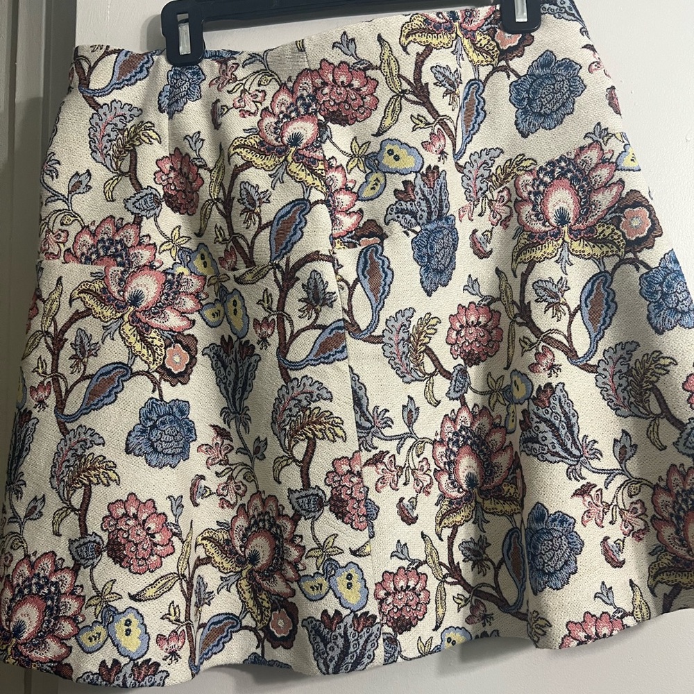 Loft floral embroidered A line skirt